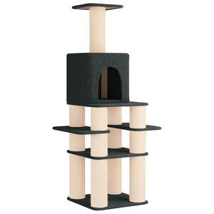 vidaXL Arbre &agrave; chat avec poteaux &agrave; griffer en sisal Gris fonc&eacute; 180 cm