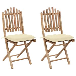 vidaXL Chaises pliantes (lot de 2) avec coussins en bambou