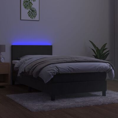 vidaXL Sommier à lattes de lit avec matelas et LED Gris foncé 90x190cm