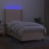 vidaXL Sommier &agrave; lattes de lit matelas et LED Cr&egrave;me 80x200cm Tissu