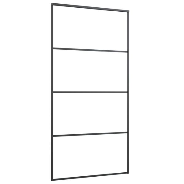 vidaXL Porte coulissante Verre ESG dépoli aluminium 102,5x205 cm Noir