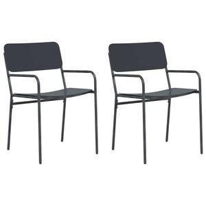 vidaXL Chaises de jardin 2 pc Anthracite Acier