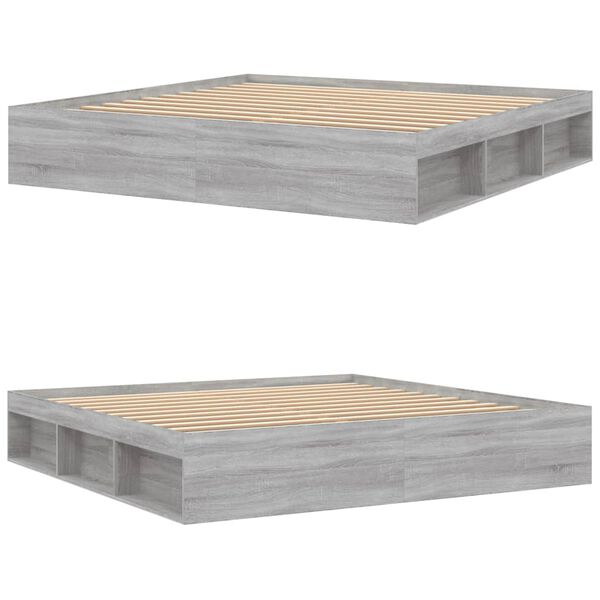 vidaXL Cadre de lit sans matelas sonoma gris 200x200 cm