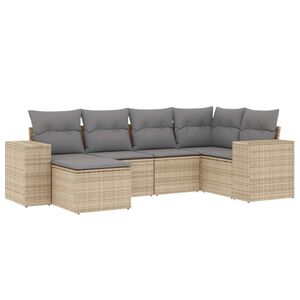 vidaXL Salon de jardin avec coussins 6 pcs beige r&eacute;sine tress&eacute;e