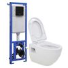 vidaXL Toilette suspendue au mur avec r&eacute;servoir haut cach&eacute; C&eacute;ramique