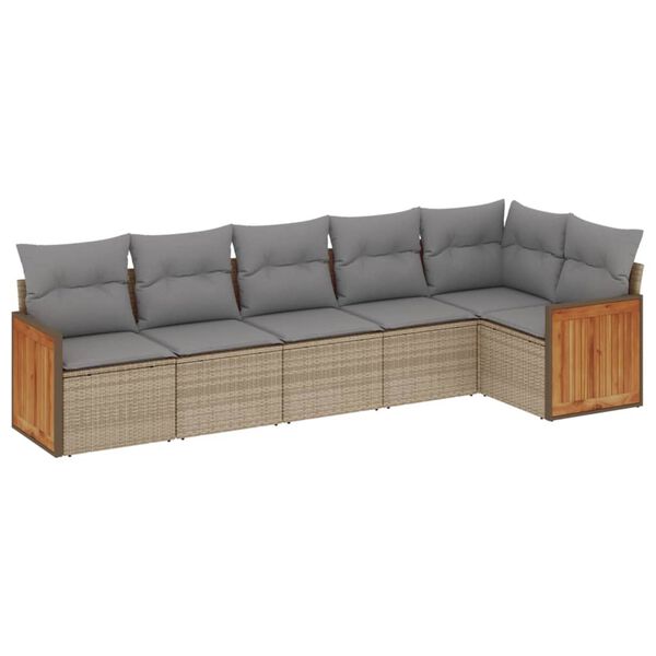 vidaXL Salon de jardin avec coussins 6 pcs beige r&eacute;sine tress&eacute;e