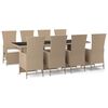 vidaXL Ensemble &agrave; manger de jardin et coussins 9 pcs beige Poly rotin