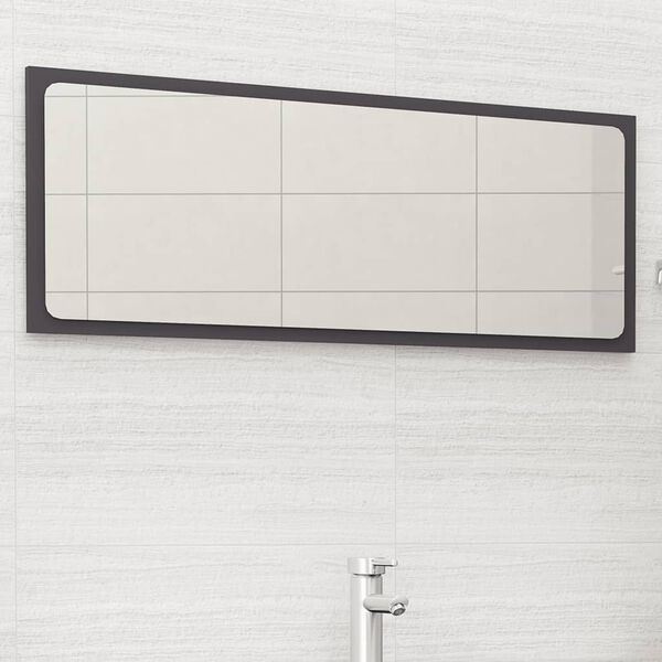vidaXL Miroir de salle de bain Gris 100x1,5x37 cm Agglom&eacute;r&eacute;
