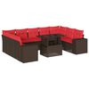 vidaXL Ensemble de canap&eacute; de jardin 10 pcs avec coussins marron r&eacute;sine tress&eacute;e
