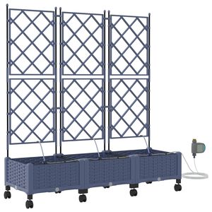 vidaXL Porte-plante de jardin avec irrigation et roues 3 pc Gris PP