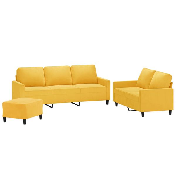 vidaXL Ensemble de canap&eacute;s 3 pcs avec coussins Jaune Velours