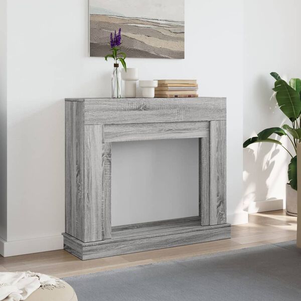 VidaXL Cadre de chemin&eacute;e sonoma gris 100x30x87,5 cm bois d'ing&eacute;nierie