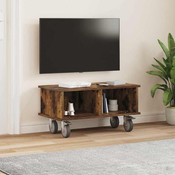 vidaXL Meuble TV Ch&ecirc;ne fum&eacute; 68,5 x 35 x 35 cm Bois d'ing&eacute;nierie