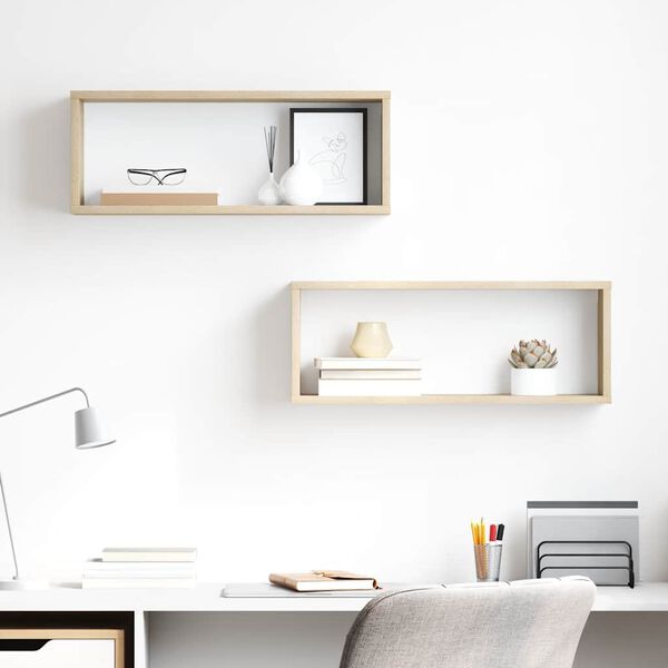 vidaXL &Eacute;tag&egrave;res murales cube 2 pcs Ch&ecirc;ne sonoma Bois d&rsquo;ing&eacute;nierie