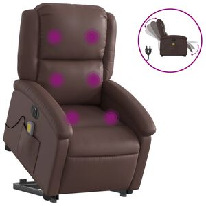 vidaXL Fauteuil inclinable de massage &eacute;lectrique marron similicuir