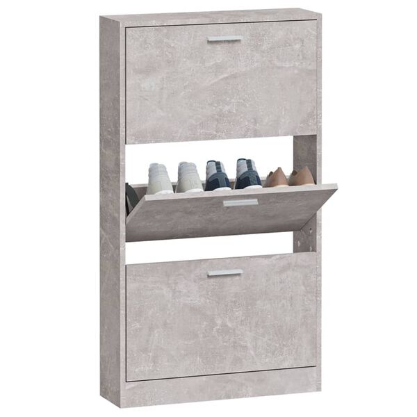 vidaXL Armoire &agrave; chaussures Gris b&eacute;ton 59x17x108 cm Bois d'ing&eacute;nierie