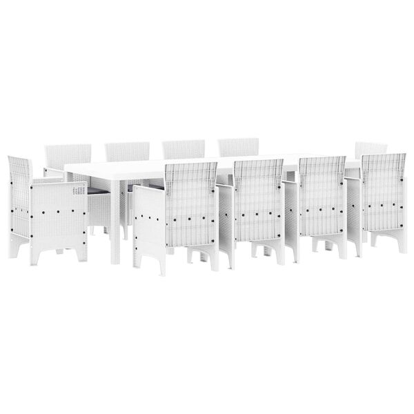 vidaXL Ensemble de salle &agrave; manger pour jardin 11 pcs Blanc