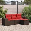 vidaXL Salon de jardin 4 pcs avec coussins marron r&eacute;sine tress&eacute;e