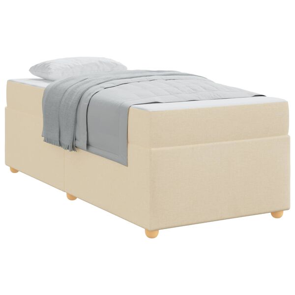 vidaXL Cadre de lit avec matelas Cr&egrave;me 90 x 200 cm tissu