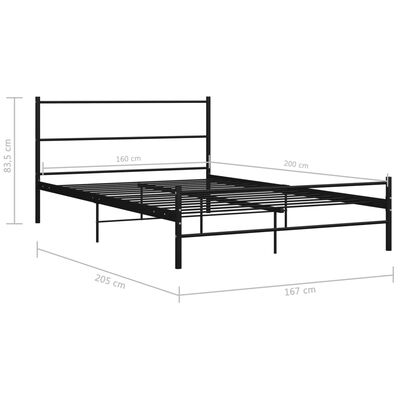 vidaXL Cadre de lit avec tête de lit sans matelas noir 160x200cm métal