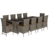 vidaXL Ensemble &agrave; manger de jardin 11pcs avec coussins gris poly rotin