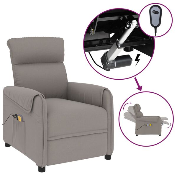 vidaXL Fauteuil &eacute;lectrique de massage Taupe Tissu