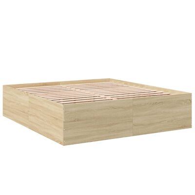 vidaXL Cadre de lit chêne sonoma 200x200 cm bois d'ingénierie