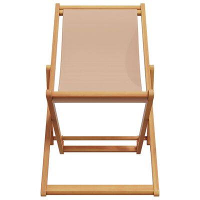 vidaXL Chaise pliable de plage taupe bois d'eucalyptus massif et tissu