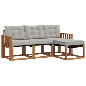 vidaXL Ensemble de canap&eacute;s d'ext&eacute;rieur 4 pc Gris Naturel et Clair