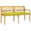 vidaXL Banc Batavia avec coussin vert brillant 150 cm Bois teck massif