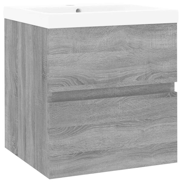 vidaXL Meuble lavabo avec bassin intégré Sonoma gris Bois d'ingénierie