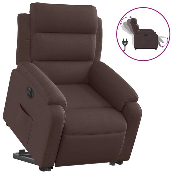 vidaXL Fauteuil inclinable &eacute;lectrique marron fonc&eacute; tissu