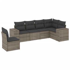 vidaXL Salon de jardin 6 pcs avec coussins gris r&eacute;sine tress&eacute;e
