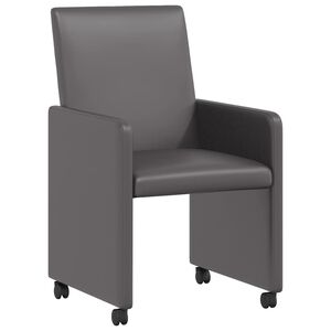 vidaXL Chaises de Salle &agrave; Manger avec Roues 2 pc Faux cuir Gris