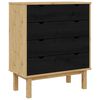 vidaXL Commode OTTA Noir 76,5 x 39,5 x 90 cm Bois de pin massif