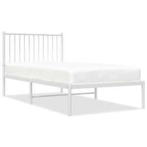 vidaXL Cadre de lit m&eacute;tal sans matelas avec t&ecirc;te de lit blanc 90x190cm
