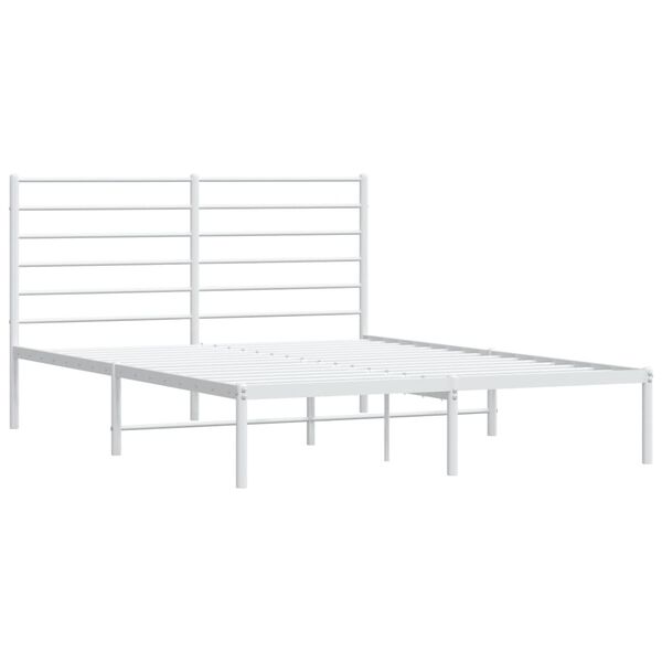 vidaXL Cadre de lit m&eacute;tal sans matelas et t&ecirc;te de lit blanc 140x200 cm