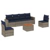 vidaXL Salon de jardin 7 pcs avec coussins gris r&eacute;sine tress&eacute;e