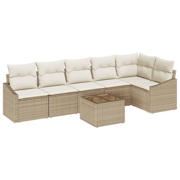 vidaXL Ensemble de salle &agrave; manger pour jardin 7 pcs Beige et cr&egrave;me