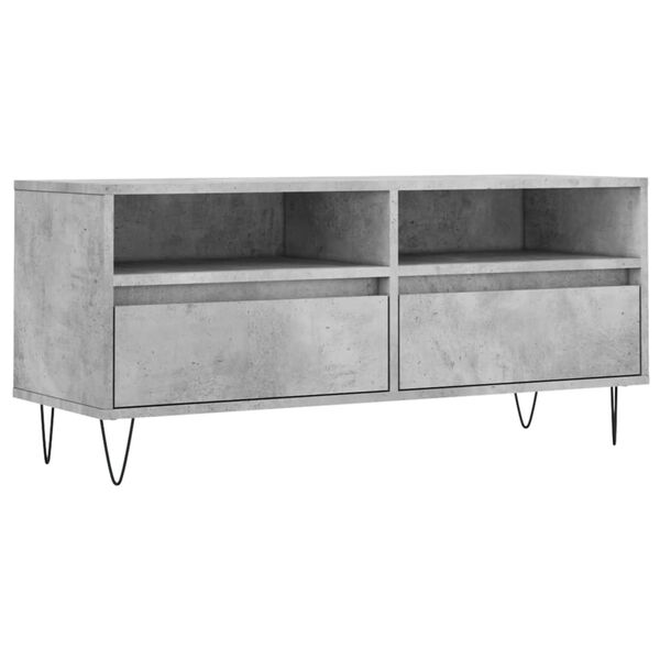 vidaXL Meuble TV gris b&eacute;ton 100x34,5x44,5 cm bois d'ing&eacute;nierie