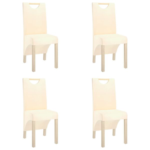vidaXL Chaises &agrave; manger lot de 4 cr&egrave;me tissu