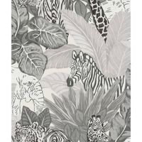 Noordwand Papier peint Good Vibes Jungle Animals Gris et noir