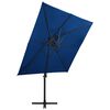 vidaXL Parasol de jardin en porte-à-faux à double toit bleu azuré