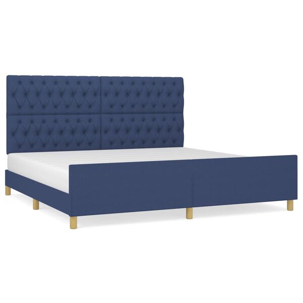 vidaXL Cadre de lit sans matelas avec t&ecirc;te de lit bleu 200x200cm tissu