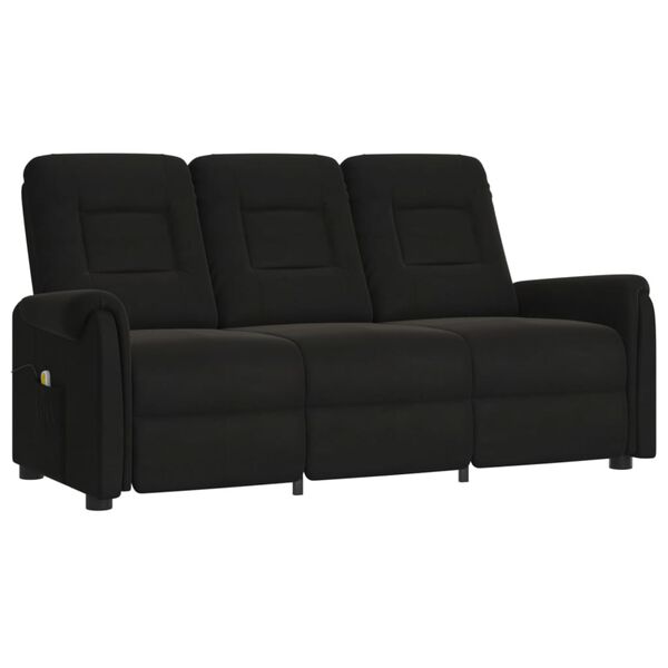vidaXL Fauteuil de massage inclinable à 3 places noir tissu microfibre