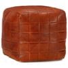 vidaXL Pouf 40 x 40 x 40 cm Brun roux Cuir v&eacute;ritable de ch&egrave;vre