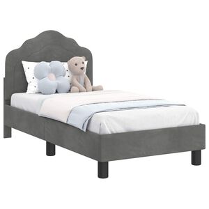 vidaXL Cadre de lit pour tout-petit avec t&ecirc;te de lit Gris fonc&eacute;