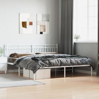 vidaXL Cadre de lit métal sans matelas et tête de lit blanc 183x213 cm