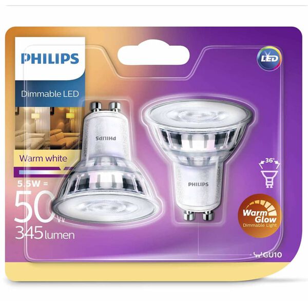 Philips Ampoule LED de projecteur 2 pcs 5,5 W 345 Lumens 929001364161