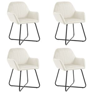vidaXL Chaises &agrave; manger lot de 4 Cr&egrave;me Velours